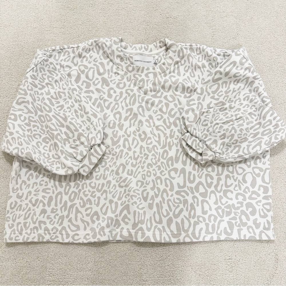 Rebecca Minkoff Leopard Print Sweater - Gray and Cream Small
